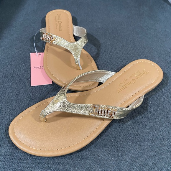 Juicy Couture Shoes - New Juicy Couture Gold ZAOR Thong
Sandals Rhinestones